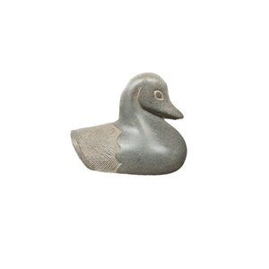 Lucien Sadrac Inuit Soapstone Duck Carving Signed Nunavik Canada Vintage Art 4.7